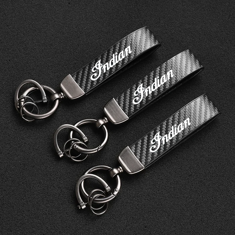 

High-Grade Carbon Fiber Leather Motorcycle KeyChain For Indian CHIEF Chieftain Roadmaster Scout Springfield Motorcycle KeyChain