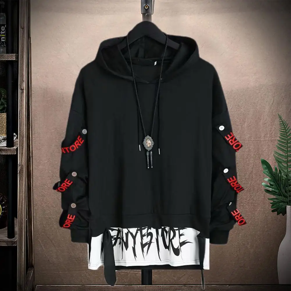 Youthful Hip Hop Long Sleeves Men Sweatshirt Strap Decor Letter Print Hooded Elastic Cuff Hoodie Fake Two-pieced Autumn Hoodie
Youthful Hip Hop Long Sleeves Men Sweatshirt Strap Decor Letter Print Hooded Elastic Cuff Hoodie Fake Two-pieced Autumn Hoodie