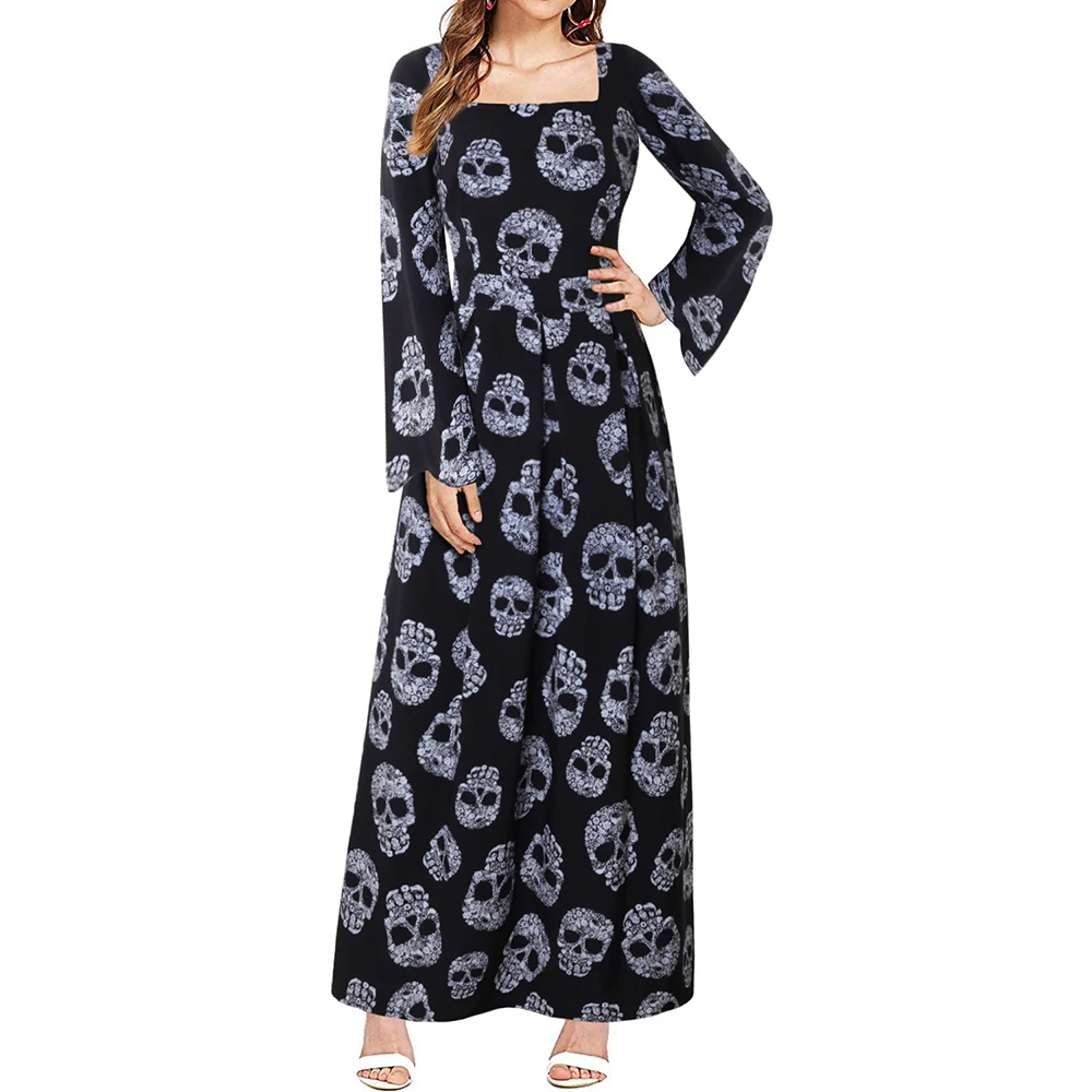 Witbuy Halloween Skull Printed Female A Line Dress With Zipper High Wasit Long Butterfly Sleeve Women's Dresses For Party 2022
Witbuy Halloween Skull Printed Female A Line Dress With Zipper High Wasit Long Butterfly Sleeve Women's Dresses For Party 2022