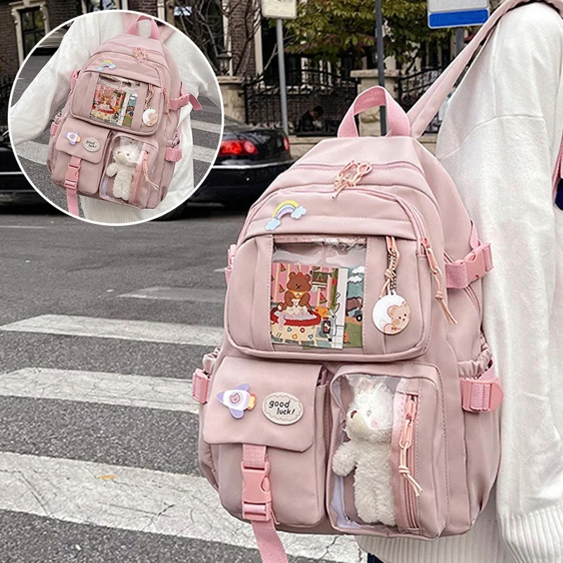 Backpack Kawaii Backpack Waterproof Multi-Pocket Nylon School Backpack For Girls School Cute Laptop Book Pack Backpack A2P3
Backpack Kawaii Backpack Waterproof Multi-Pocket Nylon School Backpack For Girls School Cute Laptop Book Pack Backpack A2P3