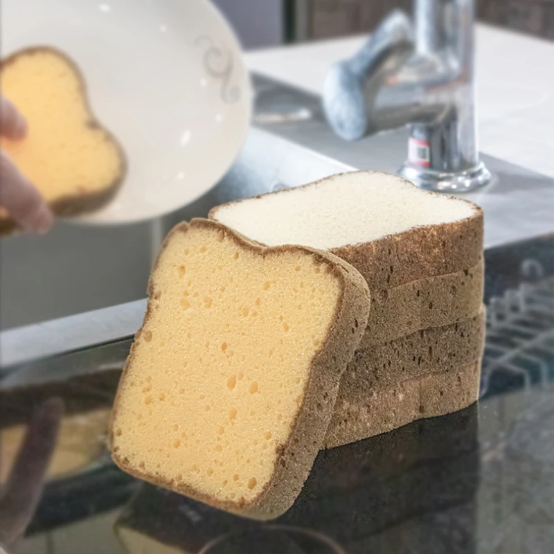 

2pcs Vivid Bread Sponges for Kitchen Interesting Imitation Toast Washing Sponge Kitchen Supplies Household Cleaning Gadgets