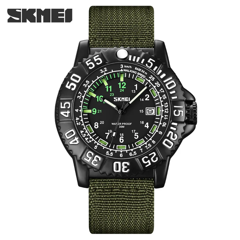 

SKMEI Men Watch Luxury Dress Nylon Strap Fashion Wristwatch Simple Dial Design Quartz Watch Calendar 30M Waterproof Clock Man