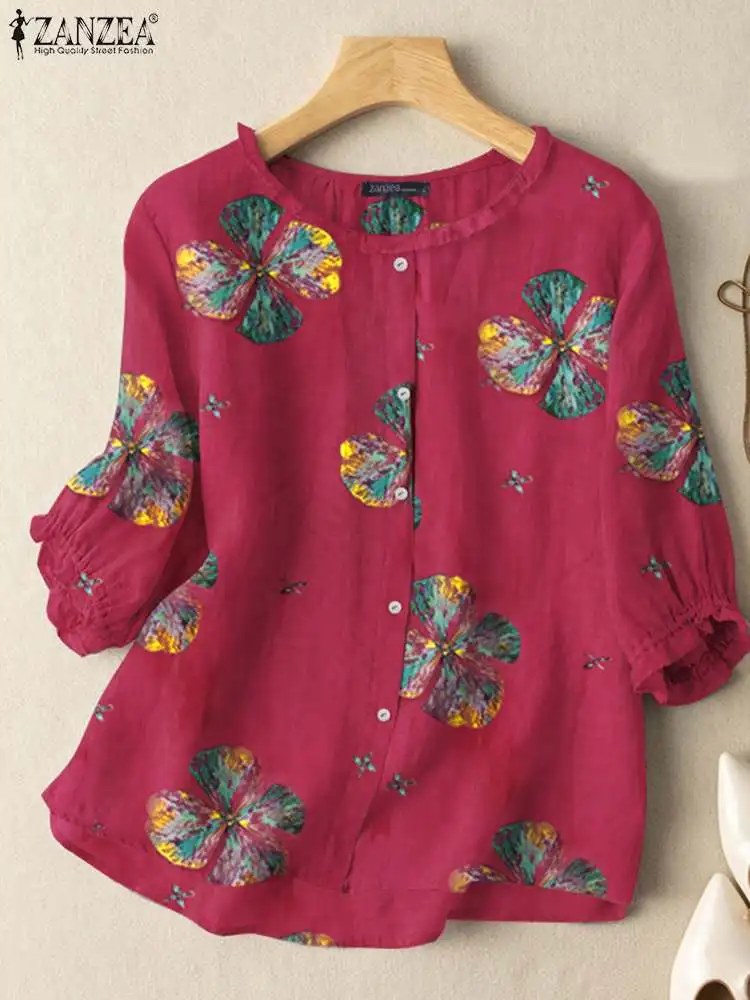 ZANZEA Women O Neck 3/4 Sleeve Floral Blouse Vintage Summer Printed Tunic Tops Loose Ruffles Work Blusas Chemise Casual Shirt
ZANZEA Women O Neck 3/4 Sleeve Floral Blouse Vintage Summer Printed Tunic Tops Loose Ruffles Work Blusas Chemise Casual Shirt