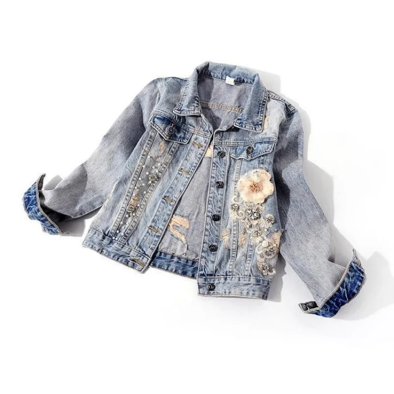 New Autumn Women Denim Jacket Coats Long Sleeve Overcoat Loose Three-dimensional Button Pearls Outwear Ripped Jeans Jackets
New Autumn Women Denim Jacket Coats Long Sleeve Overcoat Loose Three-dimensional Button Pearls Outwear Ripped Jeans Jackets