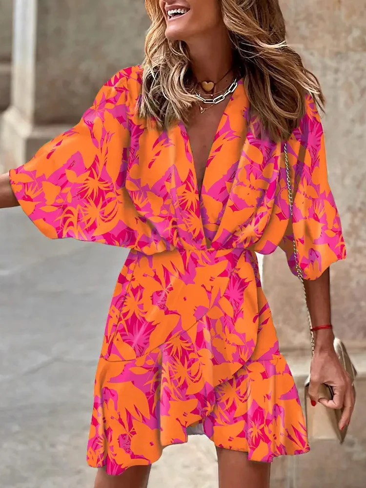 Summer Dresses Woman 2022 Summer Women Casual Fashion Print Boho Ruffles Batwing Sleeve Irregular Short Dress Robe Femme Été
Summer Dresses Woman 2022 Summer Women Casual Fashion Print Boho Ruffles Batwing Sleeve Irregular Short Dress Robe Femme Été