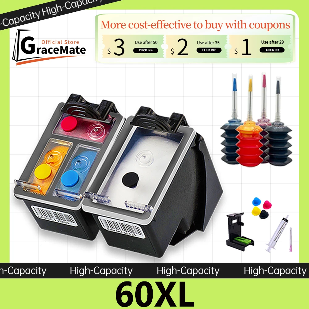 60XL Compatible Ink Cartridge for HP 60 XL hp60 Deskjet F4230 F4250 F4273 F4274 F2430 F2480 F4580 F4288 F4292 F4293 F4440 F4480
60XL Compatible Ink Cartridge for HP 60 XL hp60 Deskjet F4230 F4250 F4273 F4274 F2430 F2480 F4580 F4288 F4292 F4293 F4440 F4480