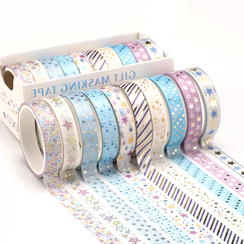 10Pcs/Lot Bronzing Washi Tape Set DIY Scrapbook Sticker Journal Sticker Decorative Adhesive Tape Stationery School Supplies
10Pcs/Lot Bronzing Washi Tape Set DIY Scrapbook Sticker Journal Sticker Decorative Adhesive Tape Stationery School Supplies