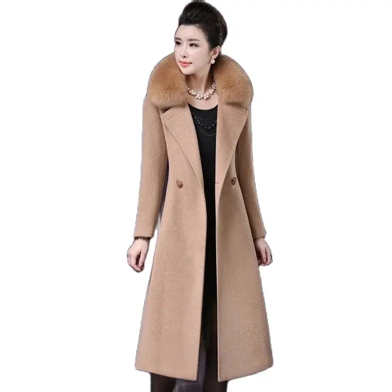 Fashion Fur Collar Woolen Coat Women's Woolen Outerwear 2022 New Autumn Winter Long Over-The-Knee Lined Windbreaker With Belt
Fashion Fur Collar Woolen Coat Women's Woolen Outerwear 2022 New Autumn Winter Long Over-The-Knee Lined Windbreaker With Belt