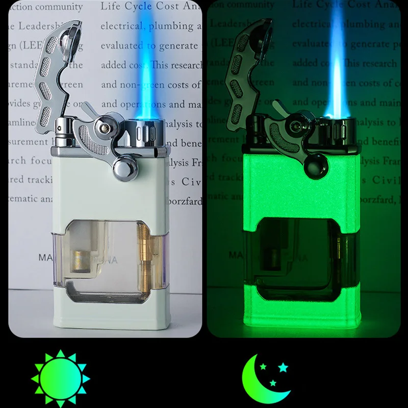 Fashion Luminous Turbo Jet Gas Lighter Rocker Ignition Flame Inflatable Compact Butane Gas Metal Windproof Cigarette Lighters
Fashion Luminous Turbo Jet Gas Lighter Rocker Ignition Flame Inflatable Compact Butane Gas Metal Windproof Cigarette Lighters