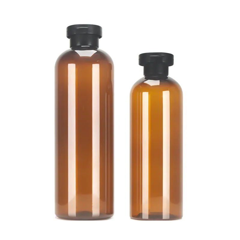 

350ML 500ML Empty Emulion Lotion Flip Lid Bottle PET Cosmetic Refillable Container Plastic Clear Brown Shower Gel Bottles 10pcs