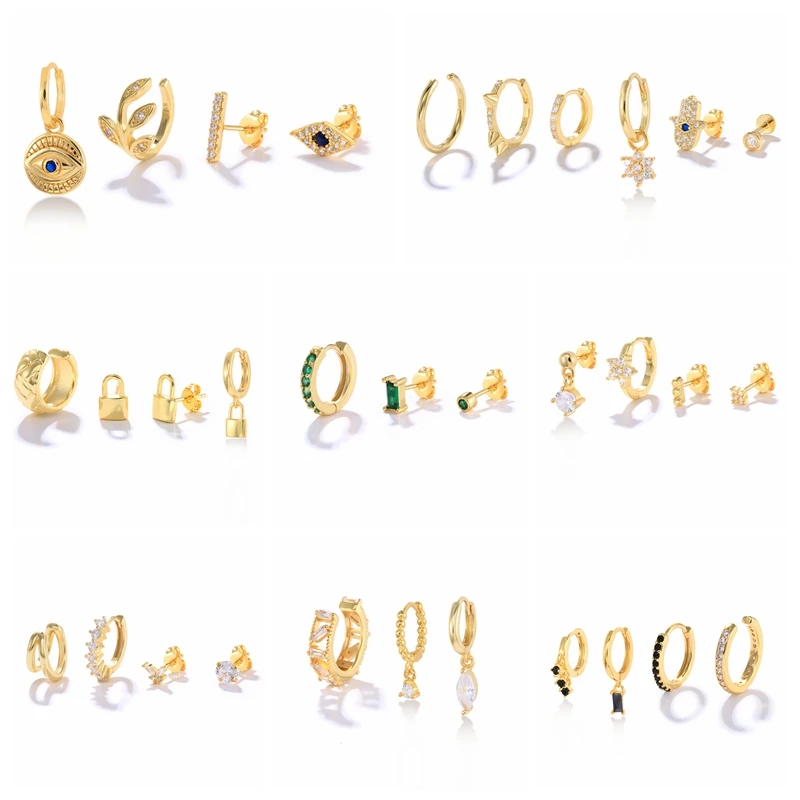 CANNER Black Green Zircon Pendientes Eye Star Lock 3 4 6Pcs /Set Earrings For Women 925 Sterling Silver Earrings Hoops Jewelry
CANNER Black Green Zircon Pendientes Eye Star Lock 3 4 6Pcs /Set Earrings For Women 925 Sterling Silver Earrings Hoops Jewelry