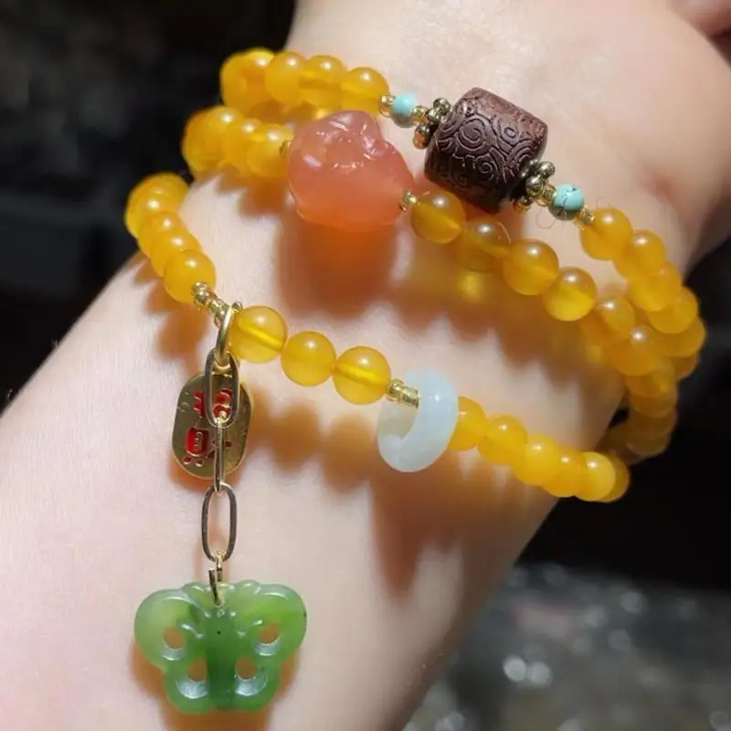 100% Natural Amber Bracelet Women Fine Jewelry Genuine Baltic Ambers 108 Bead Mala With Green Jade Butterfly Charm Bracelets
100% Natural Amber Bracelet Women Fine Jewelry Genuine Baltic Ambers 108 Bead Mala With Green Jade Butterfly Charm Bracelets