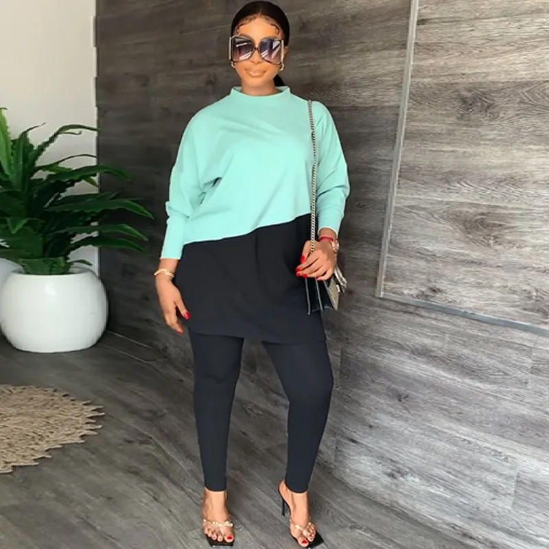 Two Piece Set Women's Suit Autumn Color Contrast Half High Collar Long Sleeve Tight Pants Women's Casual Loose Two Piece Set
Two Piece Set Women's Suit Autumn Color Contrast Half High Collar Long Sleeve Tight Pants Women's Casual Loose Two Piece Set