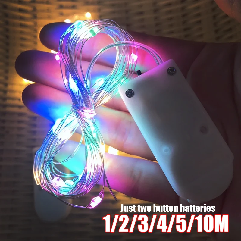 

10/20/30/50/100LED Starry String Battery Lights Fairy Micro LED Transparent Copper Wire for Party Christmas Wedding 8 Colors.