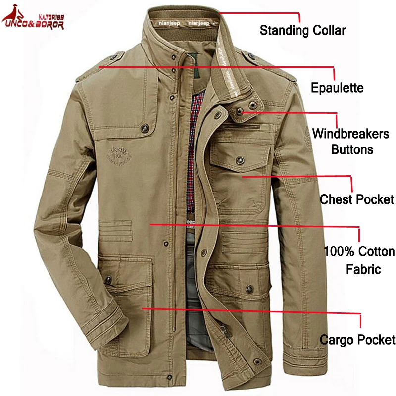 New 100% cotton Jackets Men Military Cargo Jackets Tactical Combat Business male Coat Pilot Bomber Jackets men Brand Clothing
New 100% cotton Jackets Men Military Cargo Jackets Tactical Combat Business male Coat Pilot Bomber Jackets men Brand Clothing
