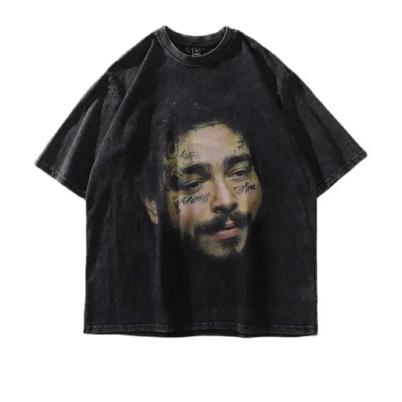 Hip Hop Lazy Style Retro Portrait Print Men's All Cotton Short Sleeve T-shirt in European and American Commercial Street 
Hip Hop Lazy Style Retro Portrait Print Men's All Cotton Short Sleeve T-shirt in European and American Commercial Street