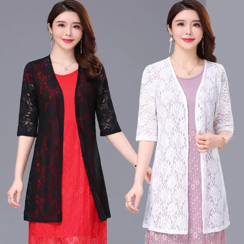 Middle-length Women Lace Coat Cardigan Summer Femme Hollow Out Sun Clothes Shawl Women Coats Elegant Black Jacket Top E72
Middle-length Women Lace Coat Cardigan Summer Femme Hollow Out Sun Clothes Shawl Women Coats Elegant Black Jacket Top E72