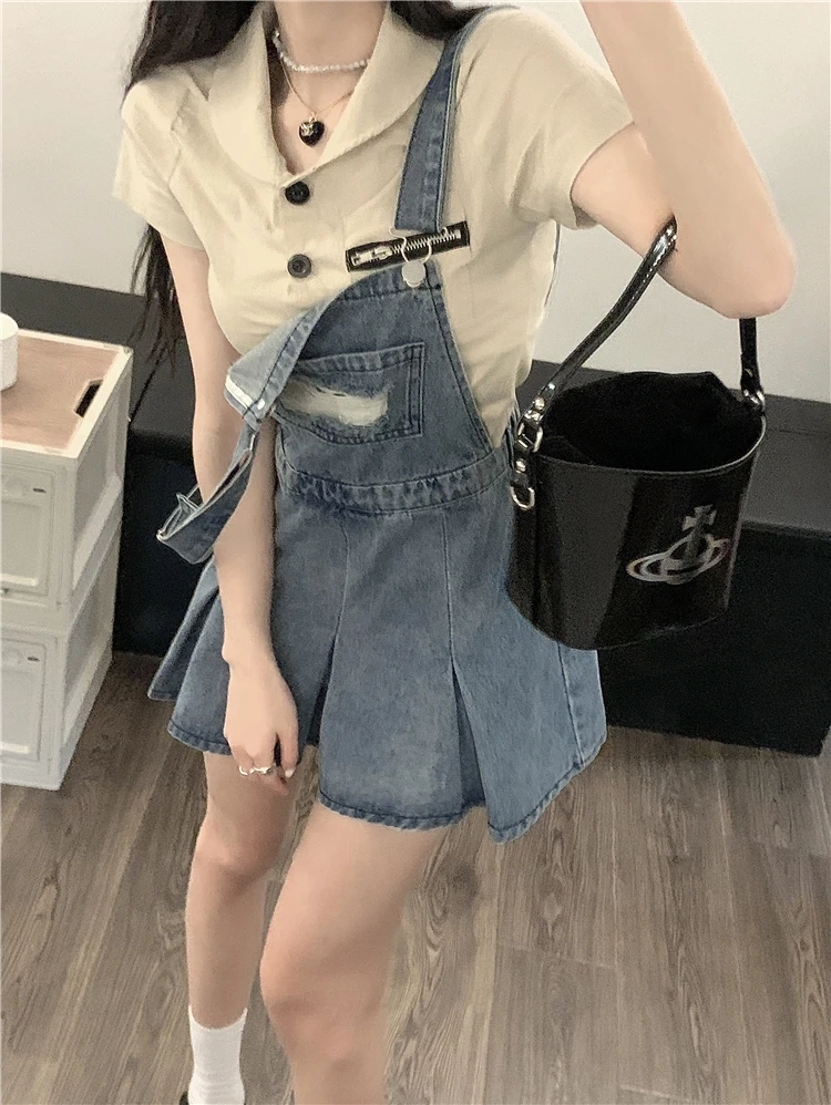 Small denim suspender short skirt design sense of minority suspender skirt summer women pure desire style sweet Spice Girl Dress
Small denim suspender short skirt design sense of minority suspender skirt summer women pure desire style sweet Spice Girl Dress