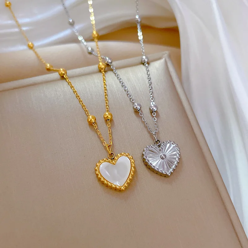 Heart Pendant Necklace For Women Mother of Pearl Fashion Two-sided Jewelry Y2K Accessories Golden Bead Clavicle Chain
Heart Pendant Necklace For Women Mother of Pearl Fashion Two-sided Jewelry Y2K Accessories Golden Bead Clavicle Chain