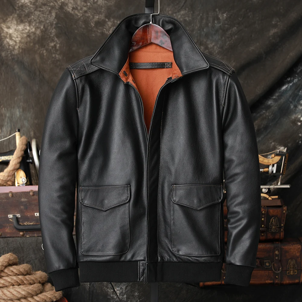2023 Black Men’s Pilot Leather Jacket A2 Air Force Flight Suit Short Fashion Slim Genuine Leather Motorcycle Winter Cowhide Coat
2023 Black Men’s Pilot Leather Jacket A2 Air Force Flight Suit Short Fashion Slim Genuine Leather Motorcycle Winter Cowhide Coat