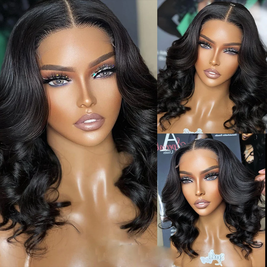 

Glueless Soft Preplucked 26 inch Long 180Density Body Wave Curly Natural Black Lace Front Wigs For African Women Babyhair Daliy