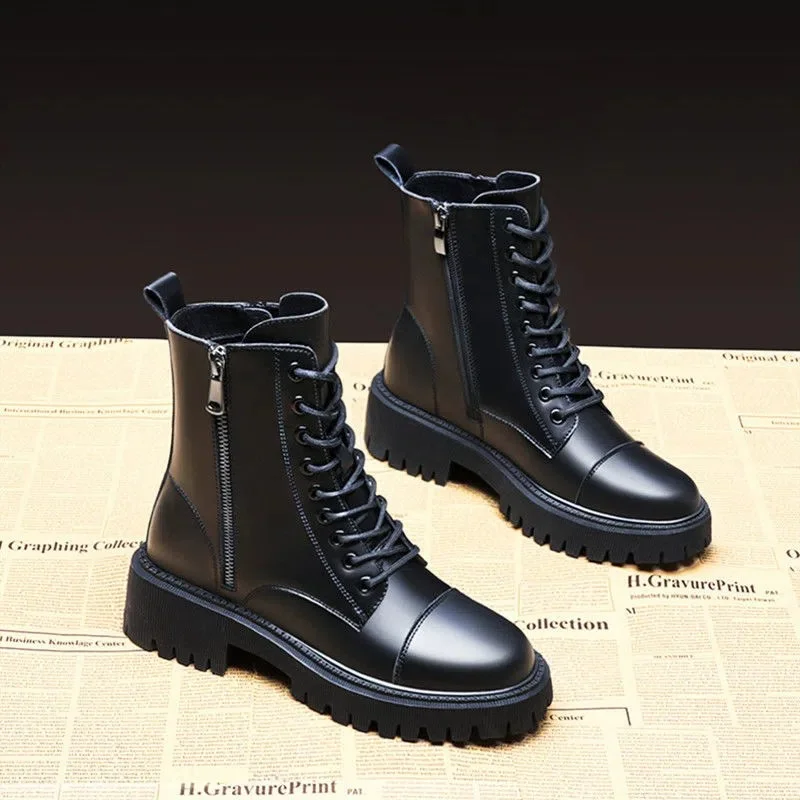 2022 Leather Platform Black Ankle Boots Women's Winter Lace-up Zipper Wedges Thick Fashionable Motorcycle Boots botas mujer
2022 Leather Platform Black Ankle Boots Women's Winter Lace-up Zipper Wedges Thick Fashionable Motorcycle Boots botas mujer