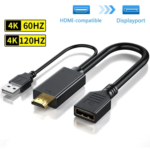 Кабель-преобразователь HDMI-Displayport 4K HDMI2.0, адаптер для ПК, ТВ-приставки, Xbox, PS4, PS5, проектора ноутбука, кабель HDMI-DP