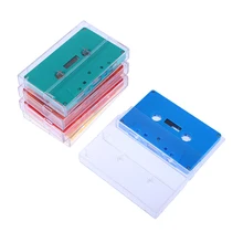 1Set Standard Cassette Color Blank Tape Player With 45 Minutes Magnetic Audio Tape Clear Storage Box School Supplies