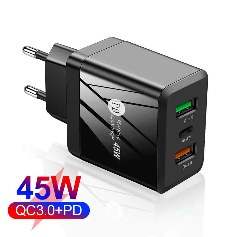 45W Fast Charger Dual USB QC3.0 Type C PD 25W Fast Charging Adapter For iPhone Xiaomi Samsung Huawei Travel Charger Wall Adapter
45W Fast Charger Dual USB QC3.0 Type C PD 25W Fast Charging Adapter For iPhone Xiaomi Samsung Huawei Travel Charger Wall Adapter