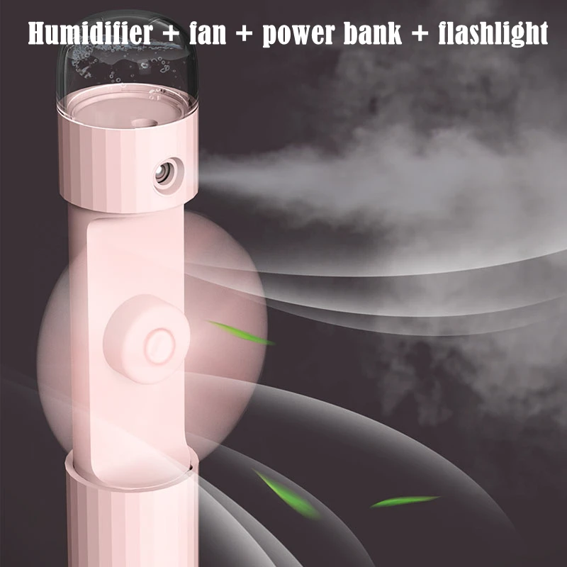 4 In1 Fan Mini Air Humidifier Portable Handheld Cooling Fan USB Rechargeable Mist Fans Facial Sprayer Power Bank With Flashlight
4 In1 Fan Mini Air Humidifier Portable Handheld Cooling Fan USB Rechargeable Mist Fans Facial Sprayer Power Bank With Flashlight