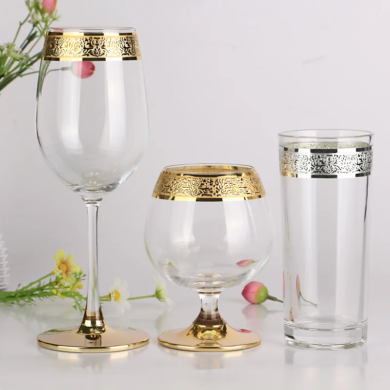 

Phnom Penh wedding champagne glass red wine glass brandy glass mouth gold plated/silver gift cup glass bottles for liquor wine