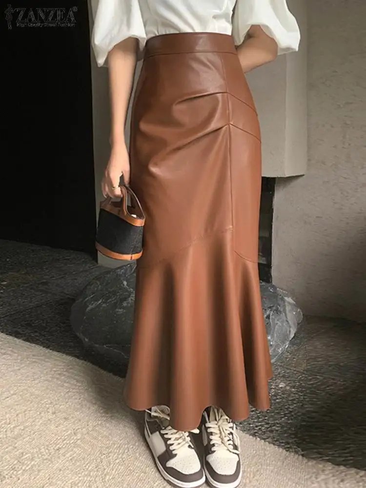 ZANZEA Women Vintage Faldas Ruffles Solid Jupe Pleated PU Leather Midi Skirts Autumn 2022 Fashion High Waist Mermaid Skirts
ZANZEA Women Vintage Faldas Ruffles Solid Jupe Pleated PU Leather Midi Skirts Autumn 2022 Fashion High Waist Mermaid Skirts