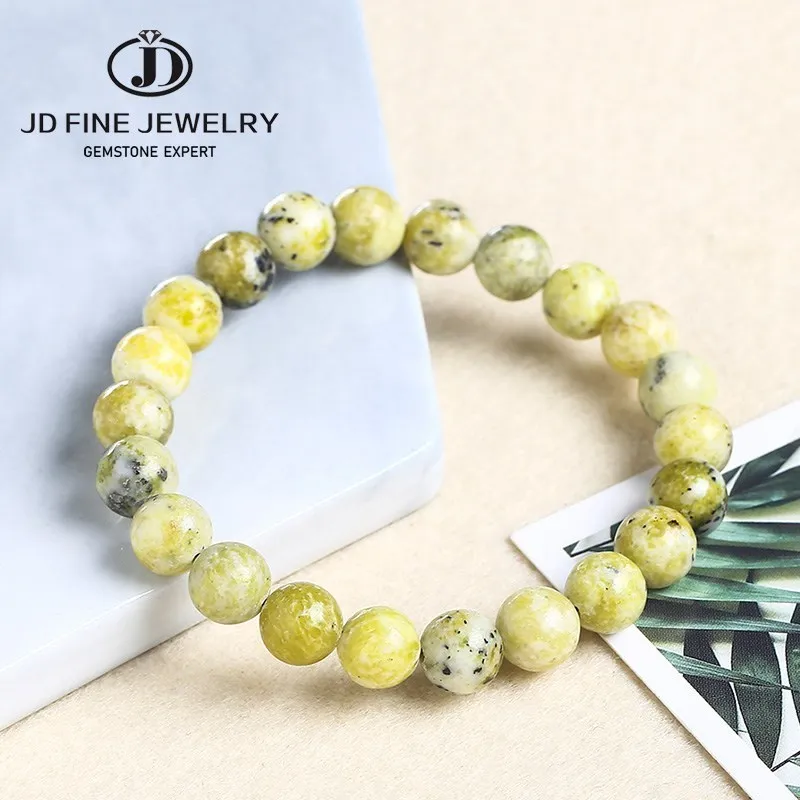 

JD Natural Stone Yellow Grass Turquoises Beaded Bracelet Women Bohe Yoga Healing Energy Elastic Rope Bangles For Friendship Gift