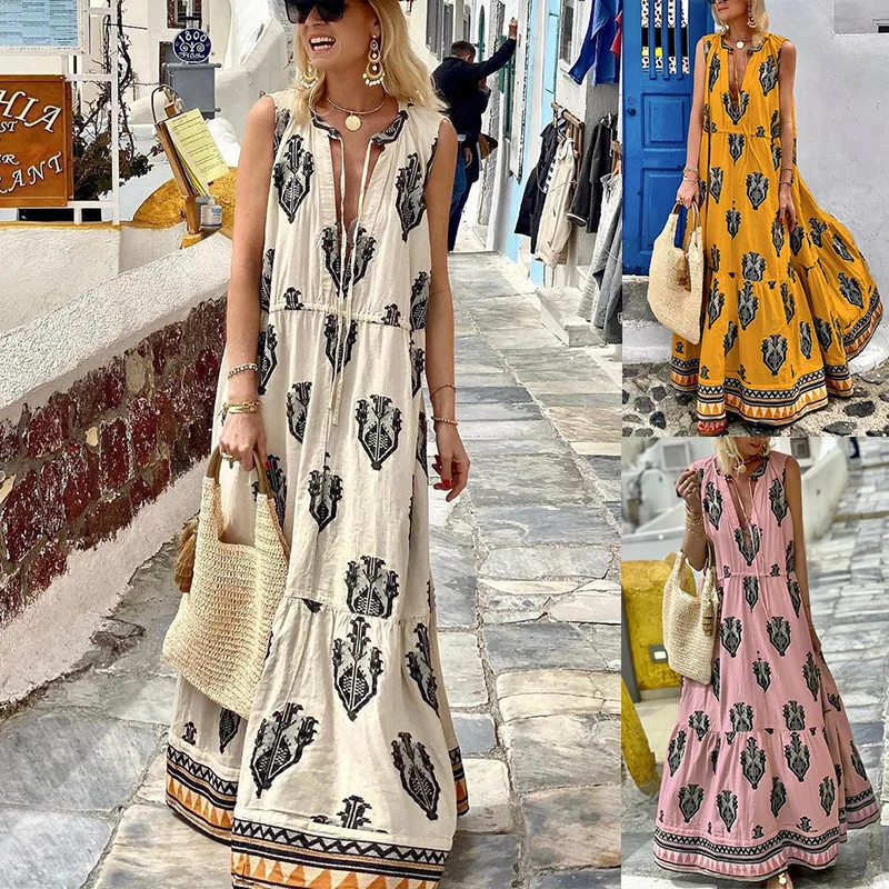 2022 new fashion casual women's summer new temperament sleeveless bohemian print dress
2022 new fashion casual women's summer new temperament sleeveless bohemian print dress