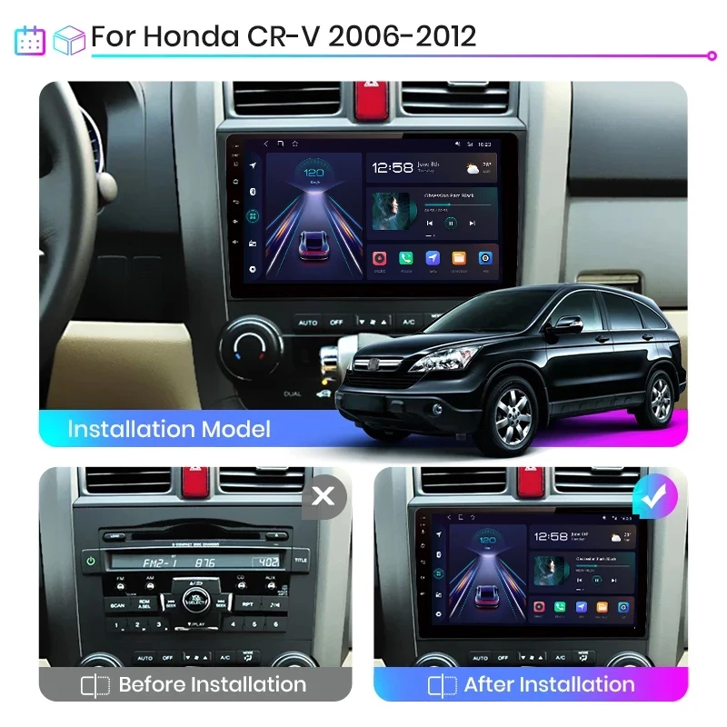 Junsun V1pro AI Voice 2din Android автомобильное радио для Honda CR-V 3 RE CRV 2007-2011 Carplay 4G Автомобильный