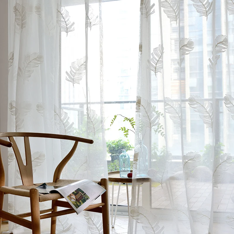 Modern White Embroidered Feather Tulle Curtains For Living Room Bedroom Sheer Curtain Kitchen Finished Voile Curtain Panels
Modern White Embroidered Feather Tulle Curtains For Living Room Bedroom Sheer Curtain Kitchen Finished Voile Curtain Panels