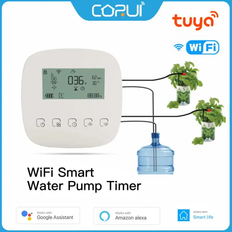 Умный водяной насос CORUI Tuya, Wi-Fi таймер, автоматический микрокапельный ирригатор, работает с Alexa Google Home
Умный водяной насос CORUI Tuya, Wi-Fi таймер, автоматический микрокапельный ирригатор, работает с Alexa Google Home