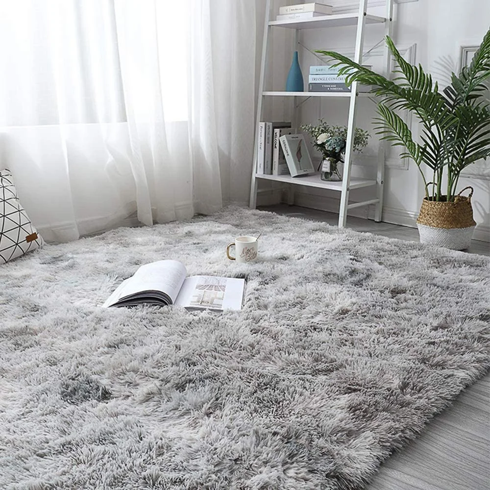 Серый ковер окрашенные плюшевые мягкие коврики для гостиной спальни