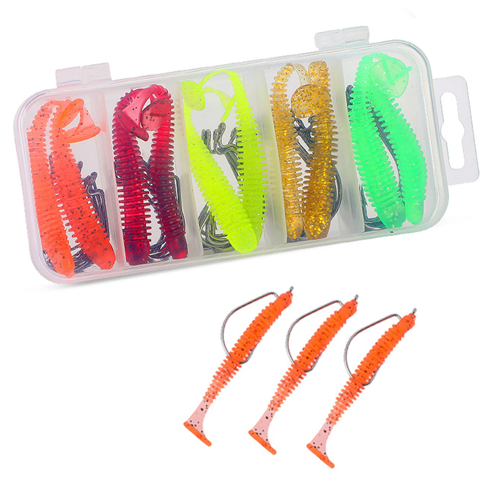61pcs Soft Tail Bait Hook Threaded T-tail Crank Hook Road Sub Bait 13*6cm Durable Practical Fishing Accessories
61pcs Soft Tail Bait Hook Threaded T-tail Crank Hook Road Sub Bait 13*6cm Durable Practical Fishing Accessories