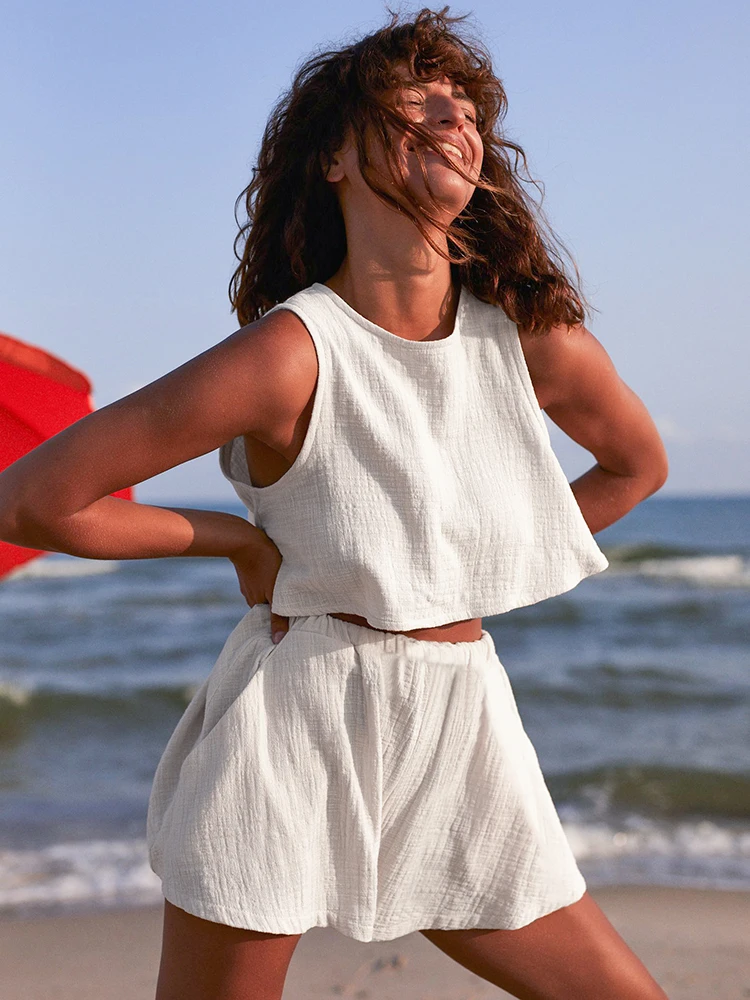 Hiloc Sleeveless White Crop Tops Sexy Pajamas Woman To Sleep Backless Loose Sets For Women 2 Pieces Cotton Sleepwear 2023 New
Hiloc Sleeveless White Crop Tops Sexy Pajamas Woman To Sleep Backless Loose Sets For Women 2 Pieces Cotton Sleepwear 2023 New