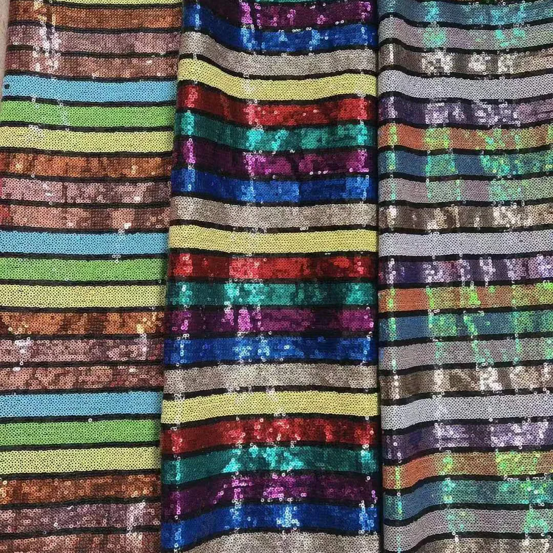 Rainbow Color Striped Pattern Sequin Fabric Mesh Base Cloth Decoration By Different Colors Of Glitters For Sewing 07S12
Rainbow Color Striped Pattern Sequin Fabric Mesh Base Cloth Decoration By Different Colors Of Glitters For Sewing 07S12