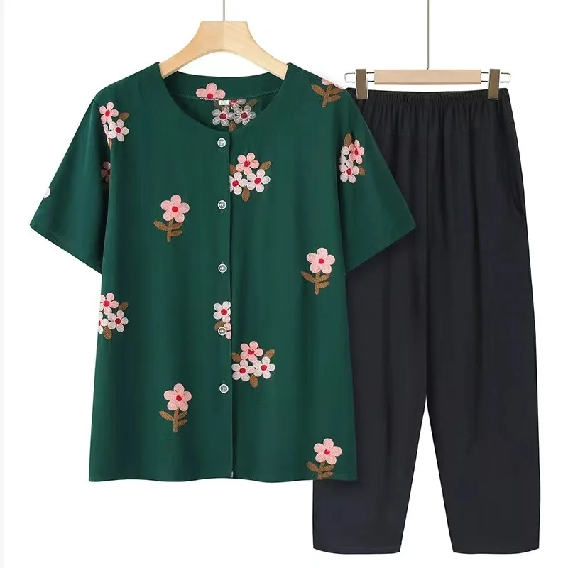 Fdfklak Mom's Short-sleeved Summer Cardigan Top Women Loose Middle-aged Suit Cropped Pants XL-6XL Big Size Two-piece Suit
Fdfklak Mom's Short-sleeved Summer Cardigan Top Women Loose Middle-aged Suit Cropped Pants XL-6XL Big Size Two-piece Suit