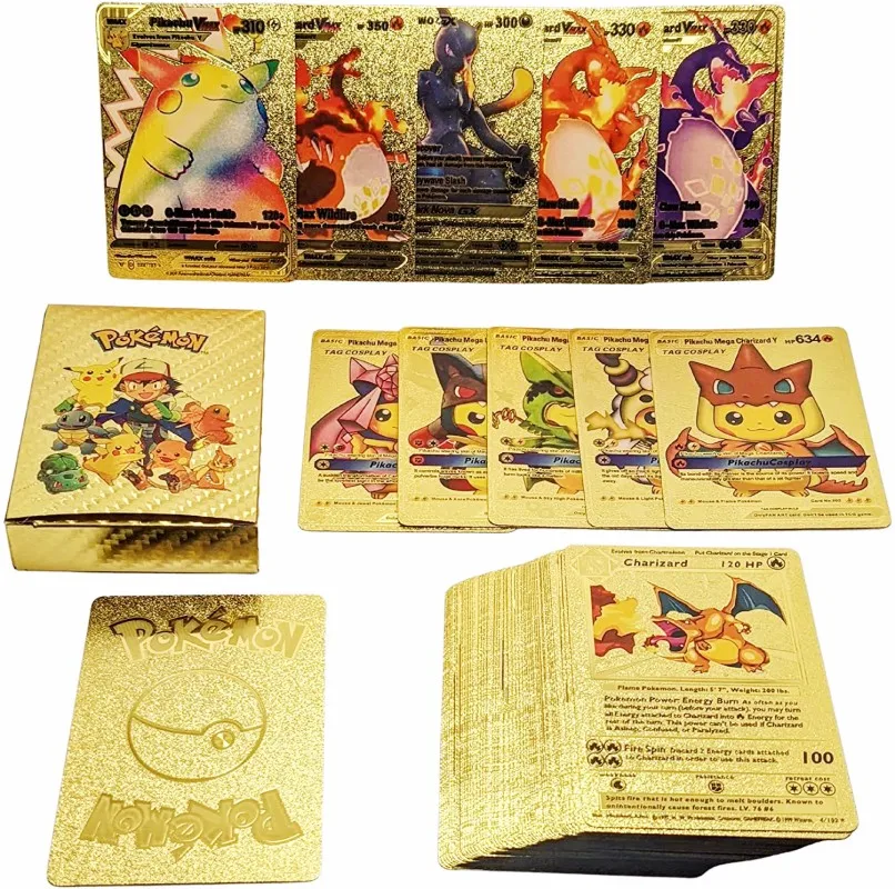 New Pokemon Cards Metal Gold Silver Vmax GX Card Box Charizard Pikachu Rare Collection Battle Trainer Card Children Toys Gift V
New Pokemon Cards Metal Gold Silver Vmax GX Card Box Charizard Pikachu Rare Collection Battle Trainer Card Children Toys Gift V