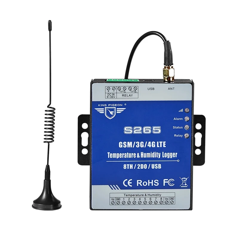 GSM 2G 3G 4G LTE мониторинг температуры и влажности регистратор данных S265 8-канальный TH