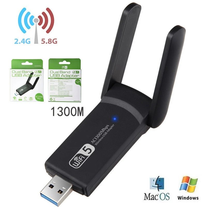1300Mbps USB3.0 WiFi Adapter Dual Band 2.4G 5Ghz Wireless WiFi Dongle Antenna USB Ethernet Network Card Receiver For PC
1300Mbps USB3.0 WiFi Adapter Dual Band 2.4G 5Ghz Wireless WiFi Dongle Antenna USB Ethernet Network Card Receiver For PC