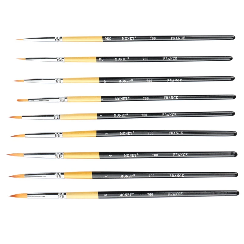 MONET 9PCS Miniature Paint Brush Set Professional Nylon Brush Acrylic Painting Thin Hook Line Pen Art Supplies Hand Painted 
MONET 9PCS Miniature Paint Brush Set Professional Nylon Brush Acrylic Painting Thin Hook Line Pen Art Supplies Hand Painted