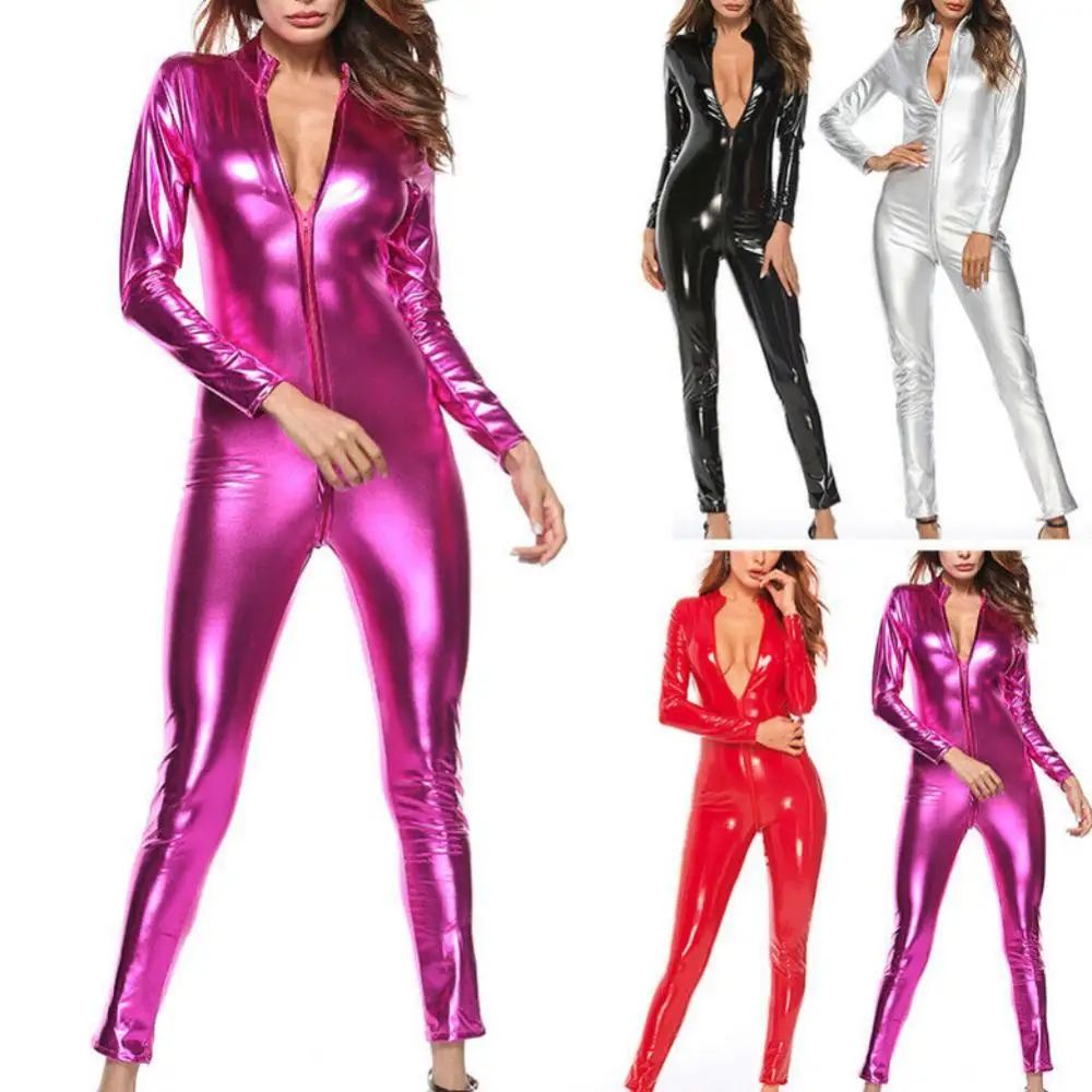 Faux Leather Jumpsuit Women Black Red Pink Open Crotch PU Leather Jumpsuit With Zipper Plus Size Pole Dance Night Club Rompers
Faux Leather Jumpsuit Women Black Red Pink Open Crotch PU Leather Jumpsuit With Zipper Plus Size Pole Dance Night Club Rompers