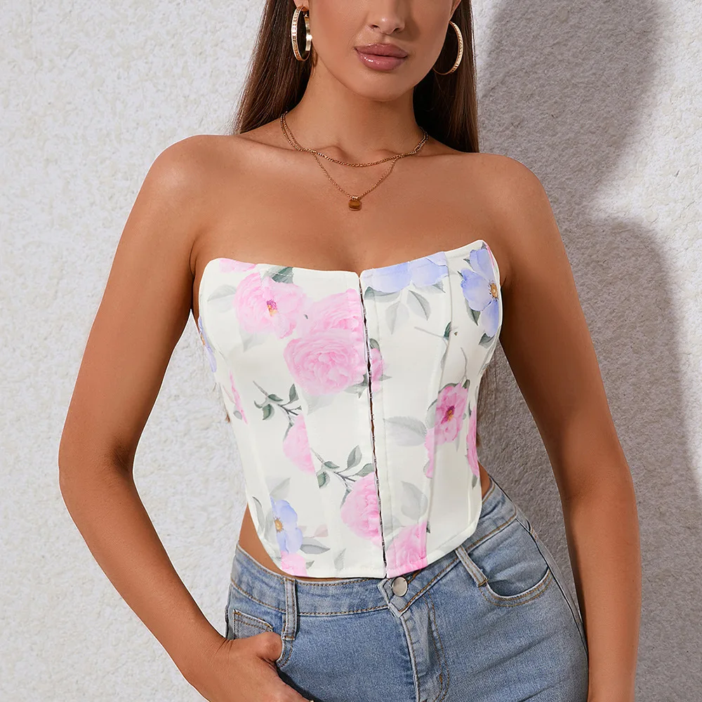 Mingmingxi Printing Cropped Top Women Sexy Lace Up Bodycon Strapless Top With Firshbone Female Corset Top 2022
Mingmingxi Printing Cropped Top Women Sexy Lace Up Bodycon Strapless Top With Firshbone Female Corset Top 2022