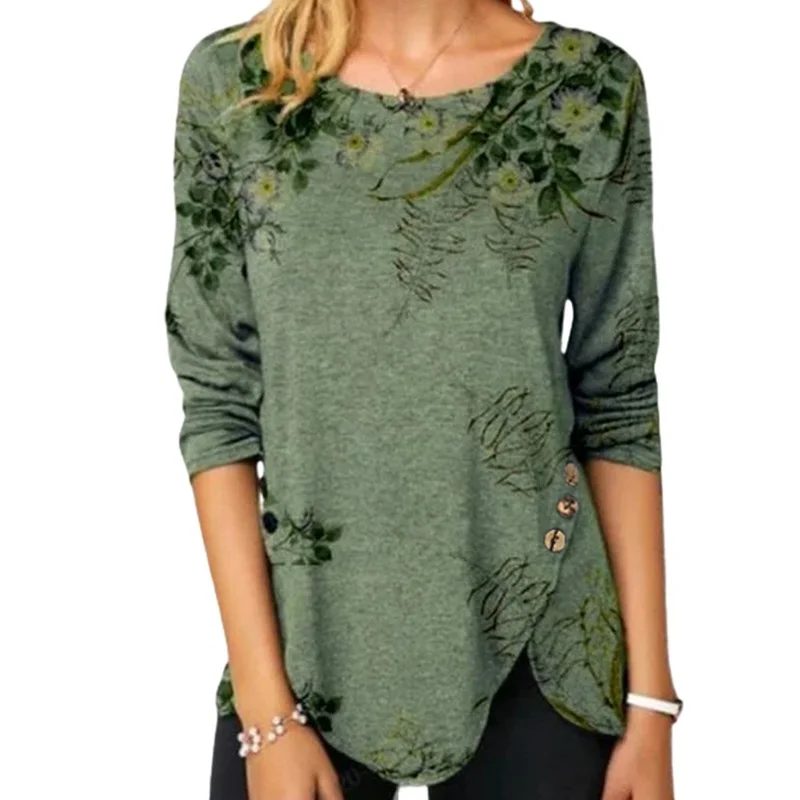 Women Autumn Long Sleeve Tunic Top Floral Print Irregular Hem Women's Clothing Women's Tees Mujer Camisetas 2022
Women Autumn Long Sleeve Tunic Top Floral Print Irregular Hem Women's Clothing Women's Tees Mujer Camisetas 2022