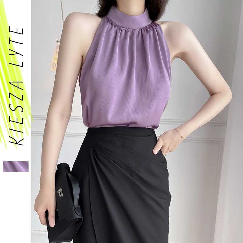 Vintage Halter Strap Top 2022 Summer French Sleeveless Purple Zipper Unique Tops 
Vintage Halter Strap Top 2022 Summer French Sleeveless Purple Zipper Unique Tops